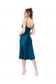 Pfauenblau A-Linien V-Ausschnitt Midi Seidiger Satin Kurze Brautjungfernkleider / Abiballkleider / Cocktailkleider / Heimkehr Kleider Lieferanten