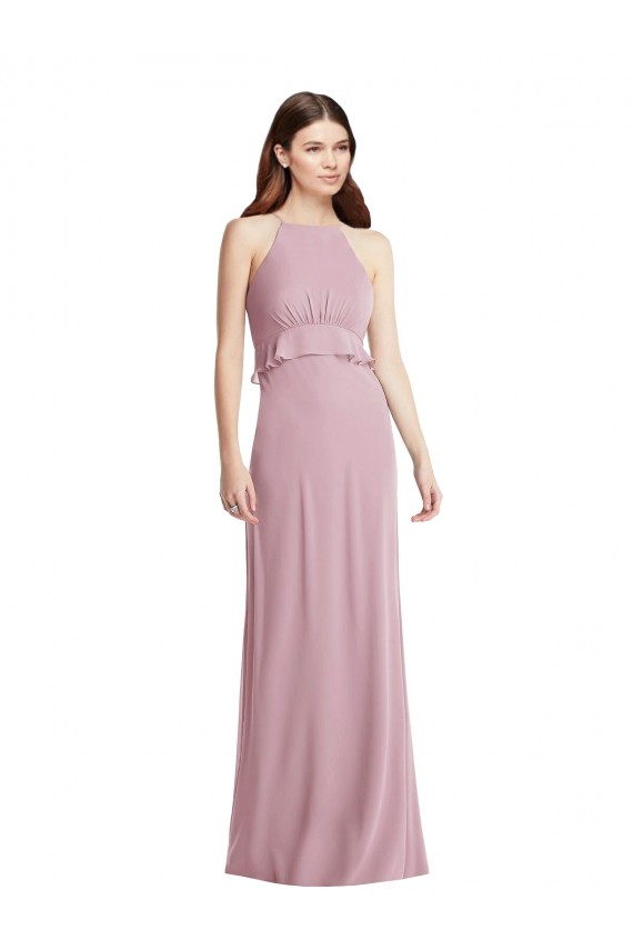 Primel A-Linien Neckholder Chiffon Lange Brautjungfernkleider Lieferanten