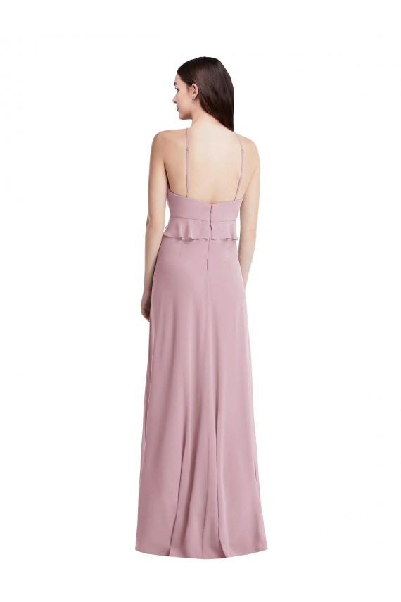 Primel A-Linien Neckholder Chiffon Lange Brautjungfernkleider Lieferanten