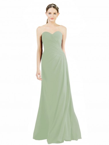 Rauchgrün A-Linien Chiffon Lange Brautjungfernkleider Lieferanten