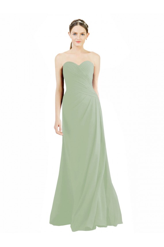 Rauchgrün A-Linien Chiffon Lange Brautjungfernkleider Lieferanten