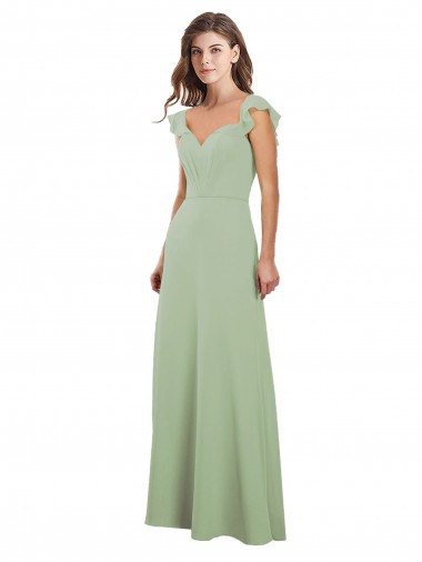 Rauchgrün A-Linien Chiffon Lange Brautjungfernkleider Lieferanten
