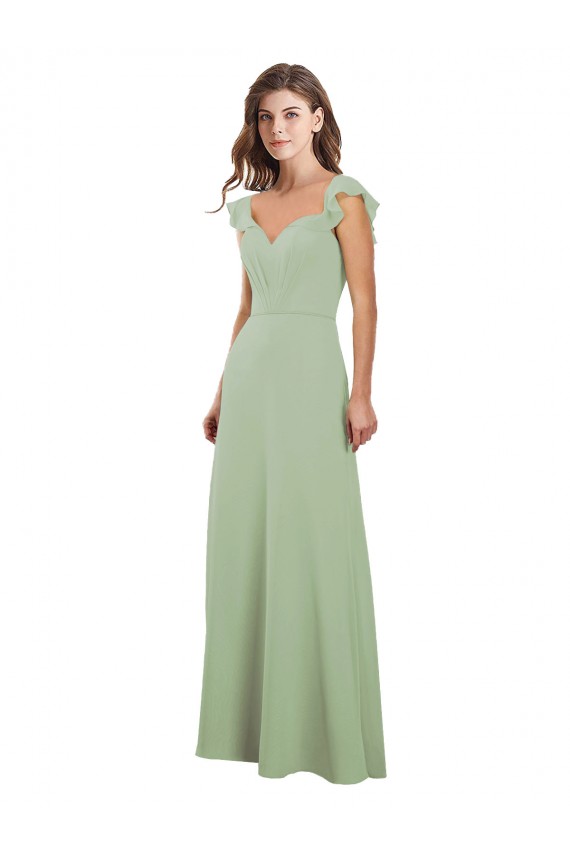 Rauchgrün A-Linien Chiffon Lange Brautjungfernkleider Lieferanten