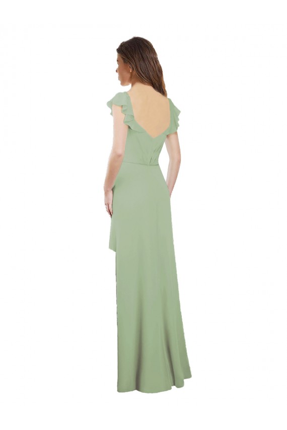 Rauchgrün A-Linien Chiffon Lange Brautjungfernkleider Lieferanten