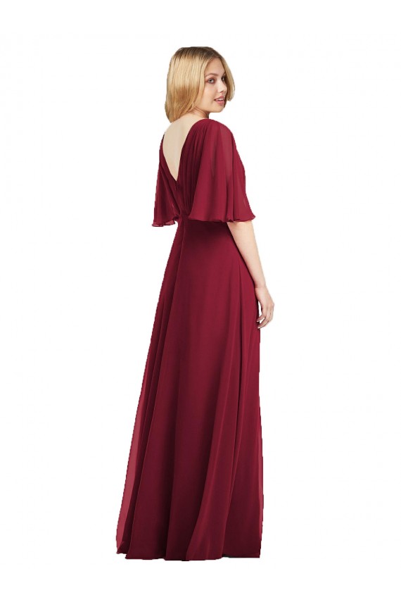 Rauchgrün Trompete V-Ausschnitt Chiffon Lange Brautjungfernkleider Lieferanten
