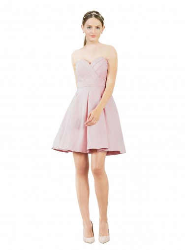 Rosa A-Linien Knielang Satin Kurze Brautjungfernkleider / Cocktailkleider / Heimkehr Kleider Lieferanten