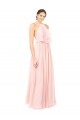 Rosa A-Linien Neckholder Chiffon Lange Brautjungfernkleider Lieferanten