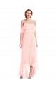 Rosa A-Linien Off-Schulter Chiffon Lange Brautjungfernkleider Lieferanten