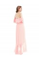 Rosa A-Linien Off-Schulter Chiffon Lange Brautjungfernkleider Lieferanten