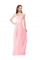 Rosa A-Linien V-Ausschnitt Chiffon Lange Brautjungfernkleider Lieferanten