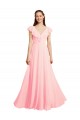 Rosa A-Linien V-Ausschnitt Chiffon Lange Brautjungfernkleider Lieferanten