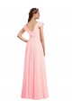 Rosa A-Linien V-Ausschnitt Chiffon Lange Brautjungfernkleider Lieferanten