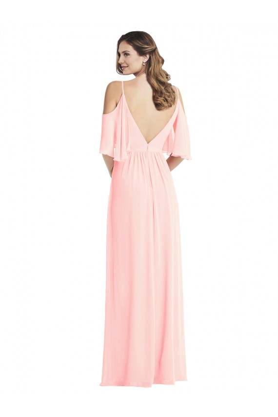 Rosa A-Linien V-Ausschnitt Chiffon Lange Brautjungfernkleider Lieferanten