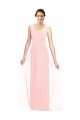 Rosa A-Linien V-Ausschnitt Chiffon Lange Brautjungfernkleider Lieferanten