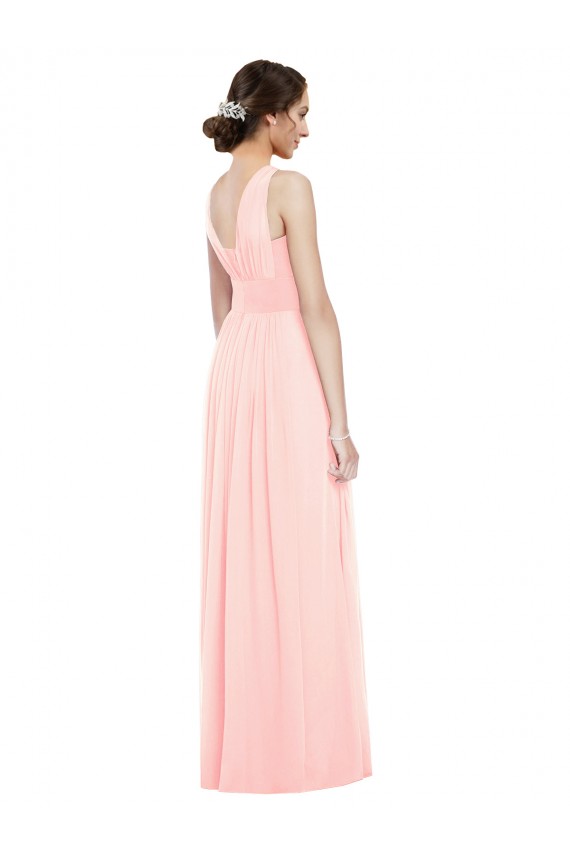 Rosa A-Linien V-Ausschnitt Chiffon Lange Brautjungfernkleider Lieferanten