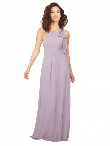 Rosa Leuchten A-Linien Neckholder Chiffon Lange Brautjungfernkleider Lieferanten