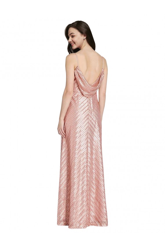 Roségold Etui V-Ausschnitt Paillette Lange Formale Brautjungfernkleider / Abendkleider / Abiballkleider Lieferanten