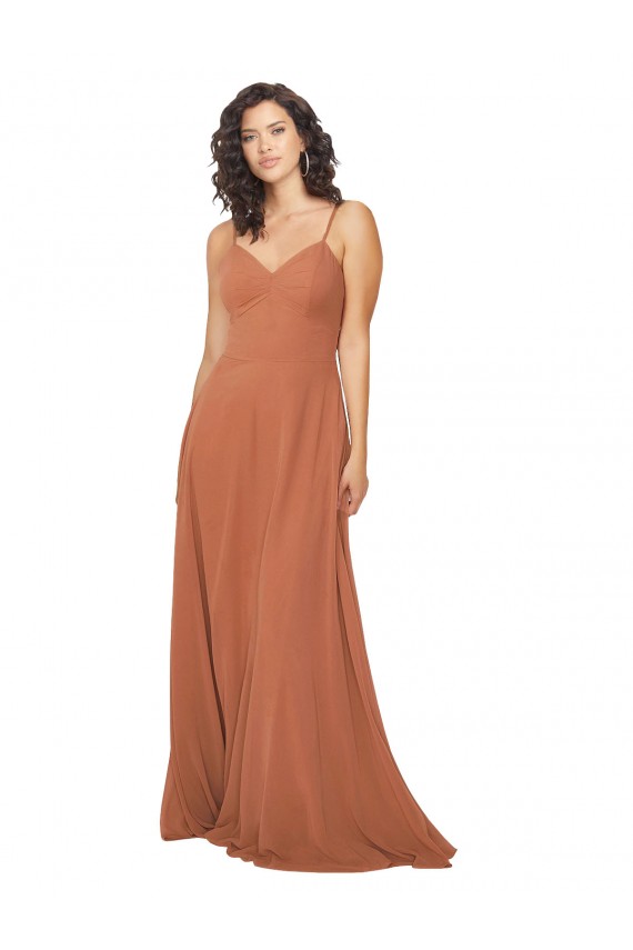 Rosenholz A-Linien V-Ausschnitt Chiffon Lange Brautjungfernkleider Lieferanten
