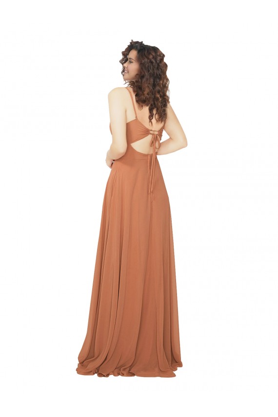 Rosenholz A-Linien V-Ausschnitt Chiffon Lange Brautjungfernkleider Lieferanten