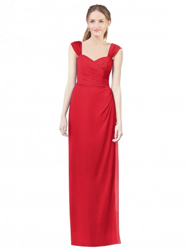 Rot A-Linien Chiffon Lange Brautjungfernkleider Lieferanten