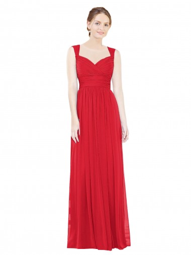 Rot A-Linien Chiffon Lange Brautjungfernkleider Lieferanten