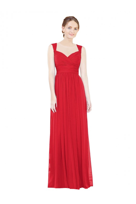 Rot A-Linien Chiffon Lange Brautjungfernkleider Lieferanten
