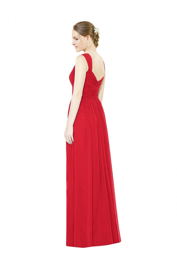 Rot A-Linien Chiffon Lange Brautjungfernkleider Lieferanten