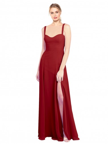 Rot A-Linien Chiffon Lange Brautjungfernkleider Lieferanten