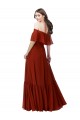 Rot A-Linien Off-Schulter Chiffon Lange Brautjungfernkleider Lieferanten