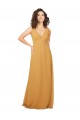 Safran A-Linien V-Ausschnitt Chiffon Lange Brautjungfernkleider Lieferanten
