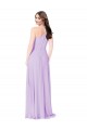 Safran A-Linien V-Ausschnitt Chiffon Lange Brautjungfernkleider Lieferanten