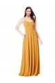 Safran A-Linien V-Ausschnitt Chiffon Lange Brautjungfernkleider Lieferanten