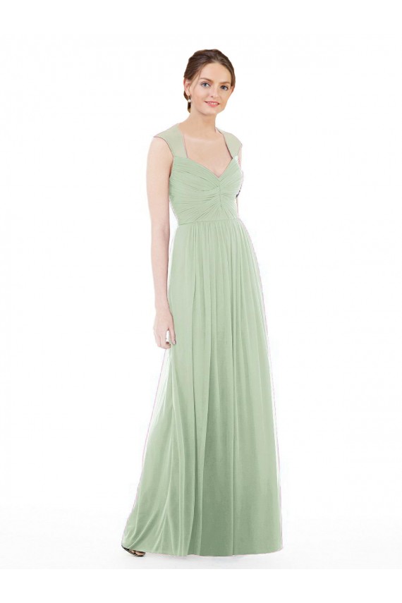 Salbeigrün A-Linien Chiffon Lange Brautjungfernkleider Lieferanten