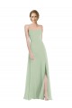 Salbeigrün A-Linien Scoop Chiffon Lange Brautjungfernkleider Lieferanten