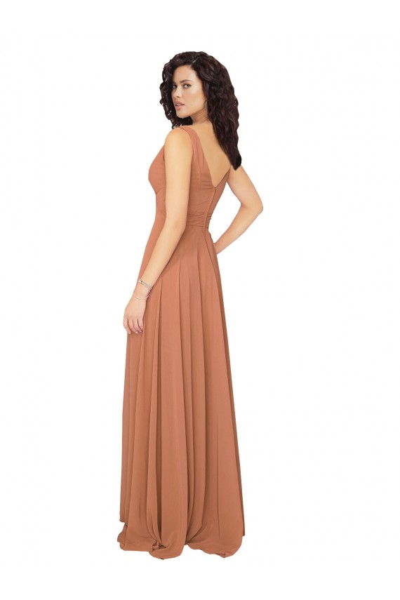 Salbeigrün A-Linien V-Ausschnitt Chiffon Lange Brautjungfernkleider Lieferanten