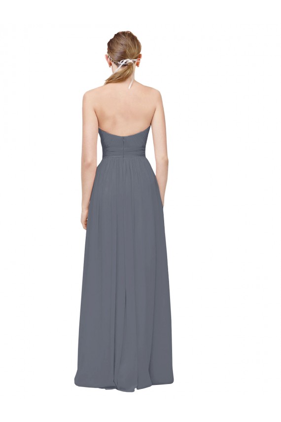 Schiefergrau A-Linien Chiffon Lange Brautjungfernkleider Lieferanten