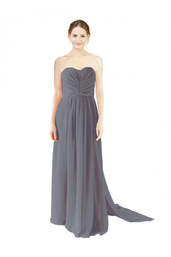 Schiefergrau A-Linien Chiffon Lange Brautjungfernkleider Lieferanten