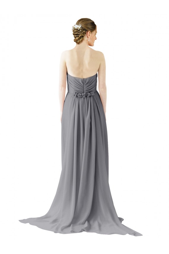 Schiefergrau A-Linien Chiffon Lange Brautjungfernkleider Lieferanten