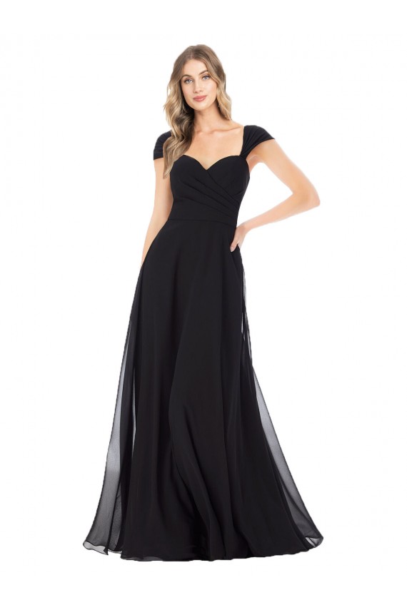 Schwarz A-Linien Chiffon Lange Brautjungfernkleider Lieferanten