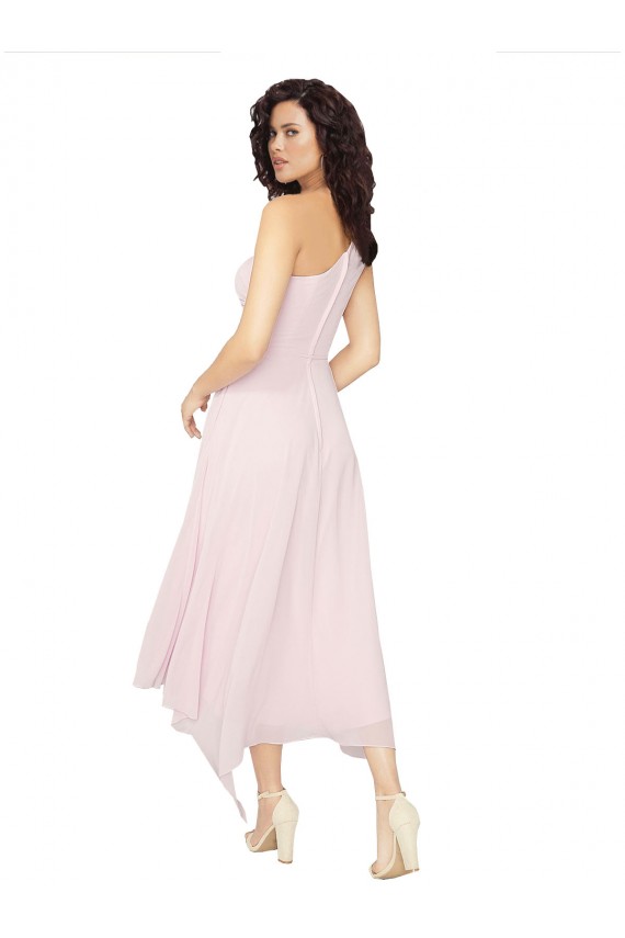 Schwarz A-Linien Eine-Schulter Trägerlos Midi Chiffon Kurze Brautjungfernkleider / Cocktailkleider / Heimkehr Kleider Lieferanten
