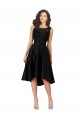 Schwarz A-Linien Illusion Ausschnitt Midi Satin Spitze Kurze Brautjungfernkleider / Cocktailkleider / Heimkehr Kleider Lieferanten