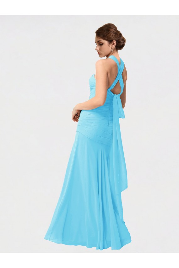 Schwarz Meerjungfrau Neckholder Chiffon Lange Brautjungfernkleider Lieferanten