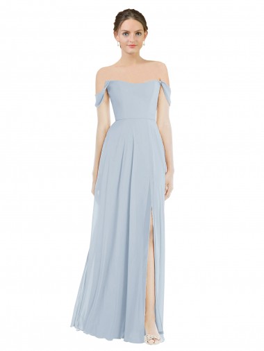 Seeglas A-Linien Off-Schulter Chiffon Lange Brautjungfernkleider Lieferanten
