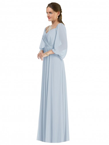 Seeglas A-Linien Off-Schulter Chiffon Lange Formale Brautjungfernkleider / Abendkleider Lieferanten