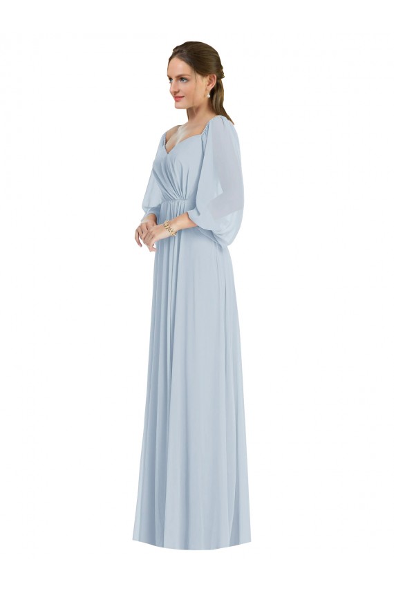 Seeglas A-Linien Off-Schulter Chiffon Lange Formale Brautjungfernkleider / Abendkleider Lieferanten