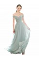 Seeglas A-Linien Off-Schulter Chiffon Spitze Lange Brautjungfernkleider Lieferanten