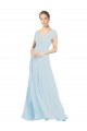 Seeglas A-Linien V-Ausschnitt Chiffon Lange Brautjungfernkleider Lieferanten
