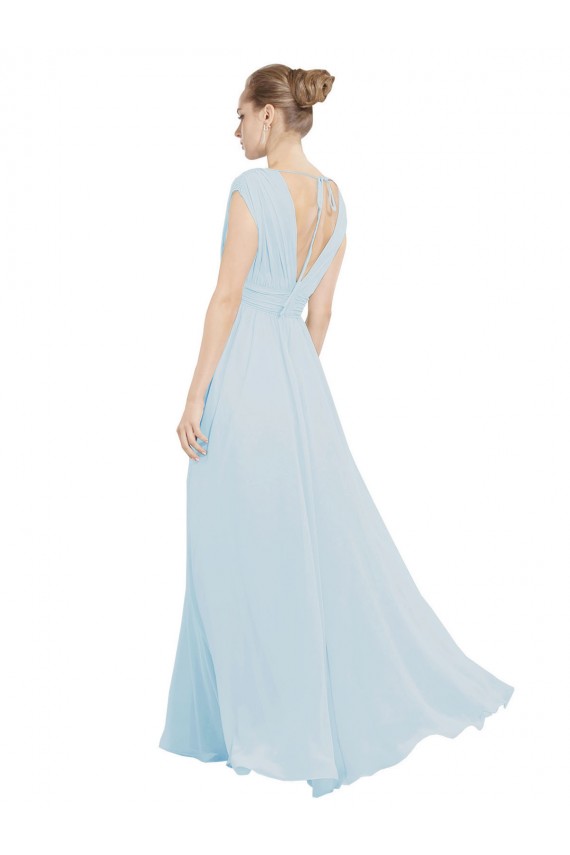 Seeglas A-Linien V-Ausschnitt Chiffon Lange Brautjungfernkleider Lieferanten