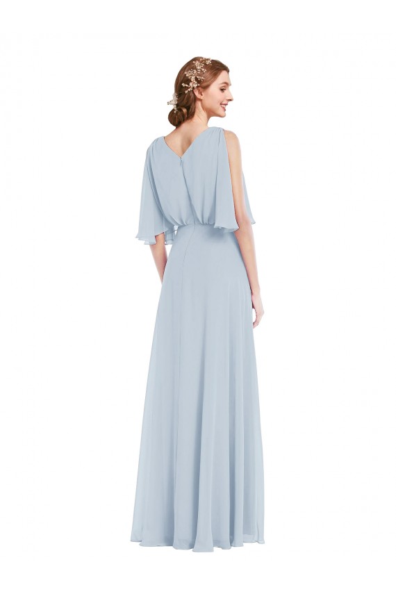 Seeglas A-Linien V-Ausschnitt Chiffon Lange Brautjungfernkleider Lieferanten