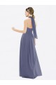 Silberner Stein A-Linien Neckholder Chiffon Lange Brautjungfernkleider Lieferanten